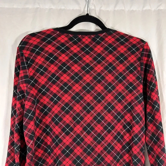 Victoria's Secret Pajama Shirt Women's Large Red Plaid Long Sleeve Vneck Button - Picture 6 of 7